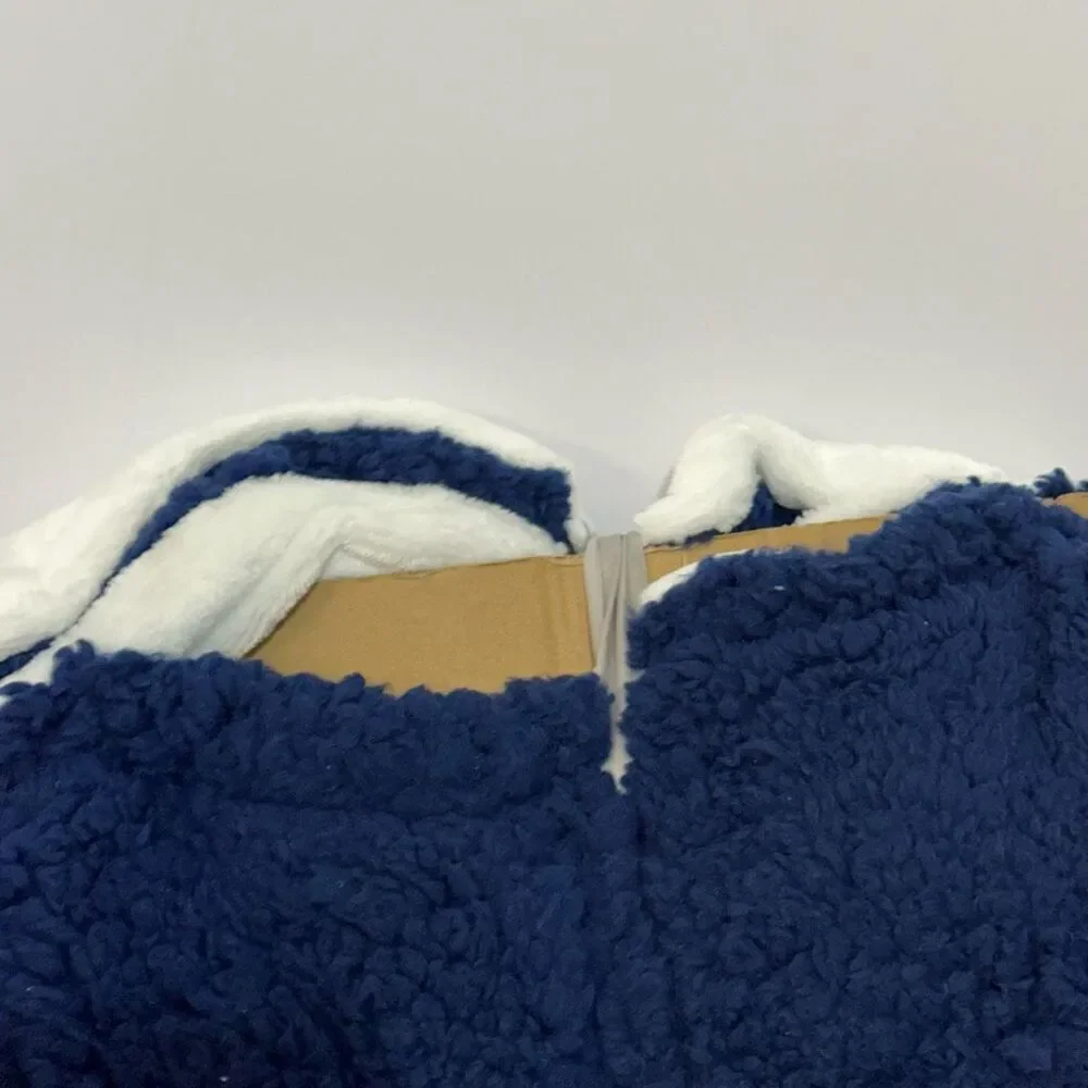 Bella Russo Oversized Wearable Blanket Hoodie White and Blue Zip-Up